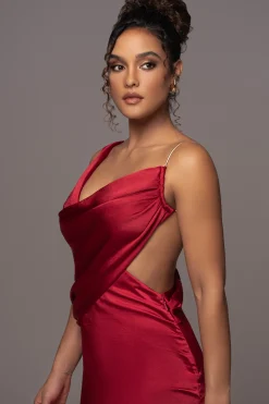 Red Satin Belle Maxi Dress