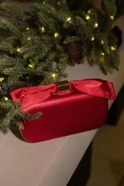Red Satin Bow Clutch
