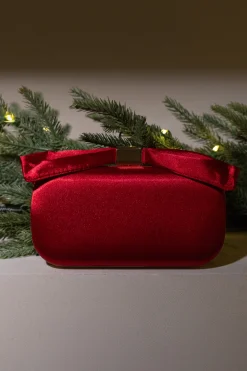 Red Satin Bow Clutch