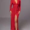 Red Zahra Button Front Maxi Dress