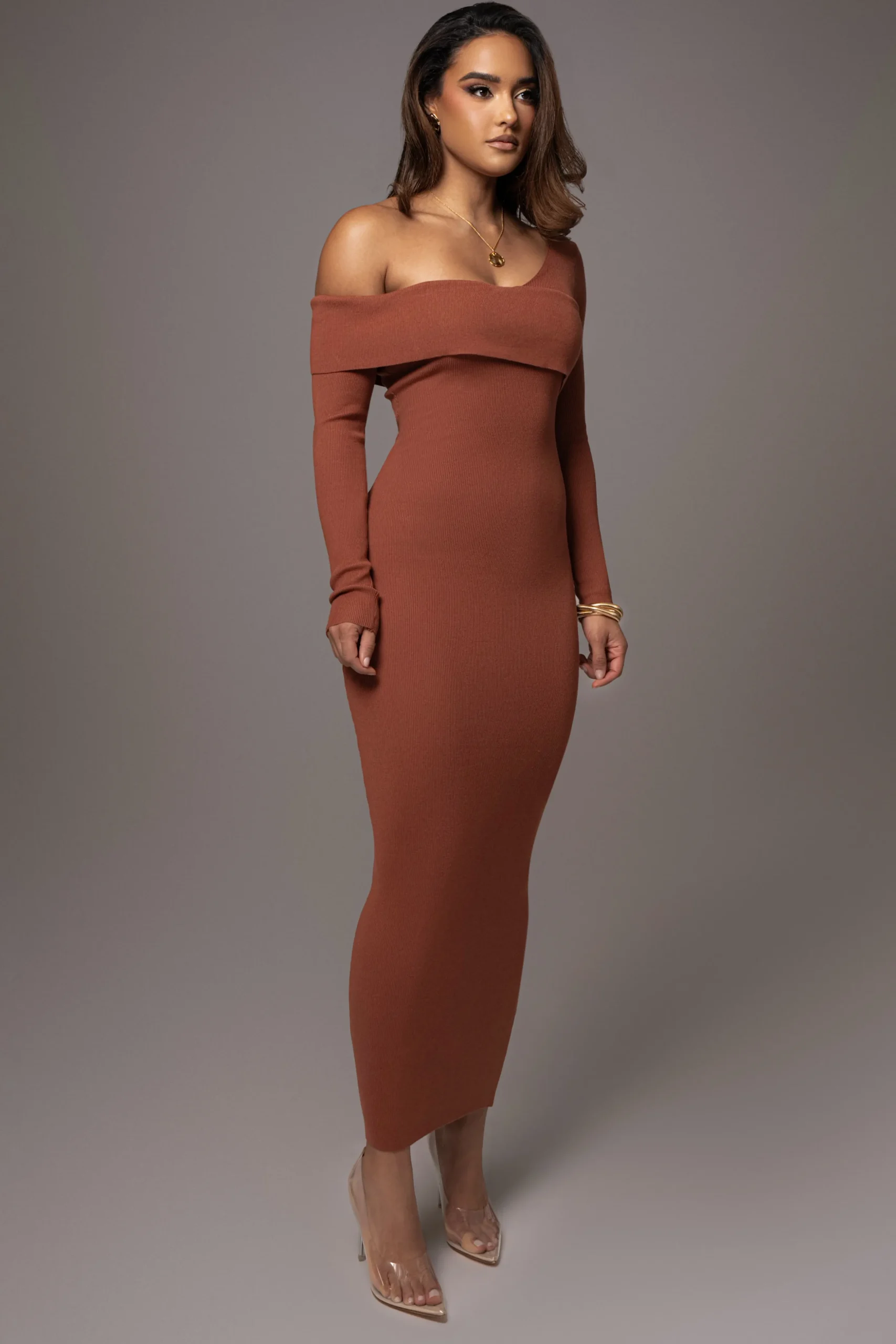 Rust Harper Knit Maxi Dress