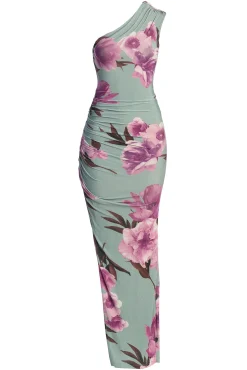 Sage Floral Eden One Shoulder Maxi Dress