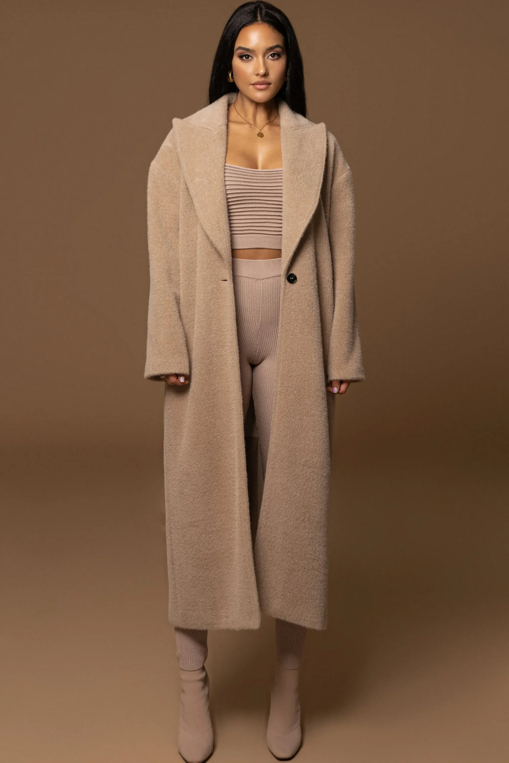 Sand Chelsie Longline Coat