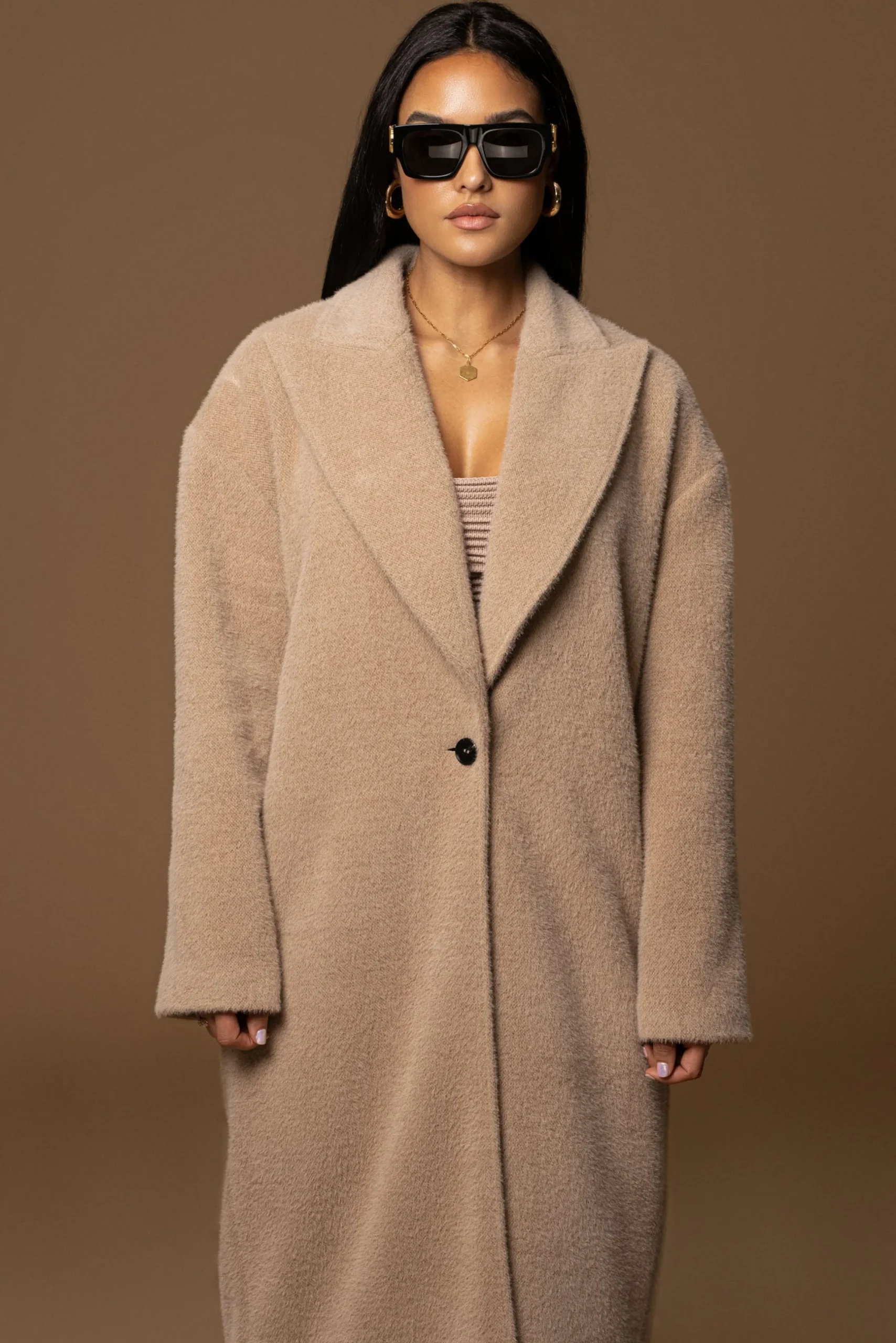 Sand Chelsie Longline Coat