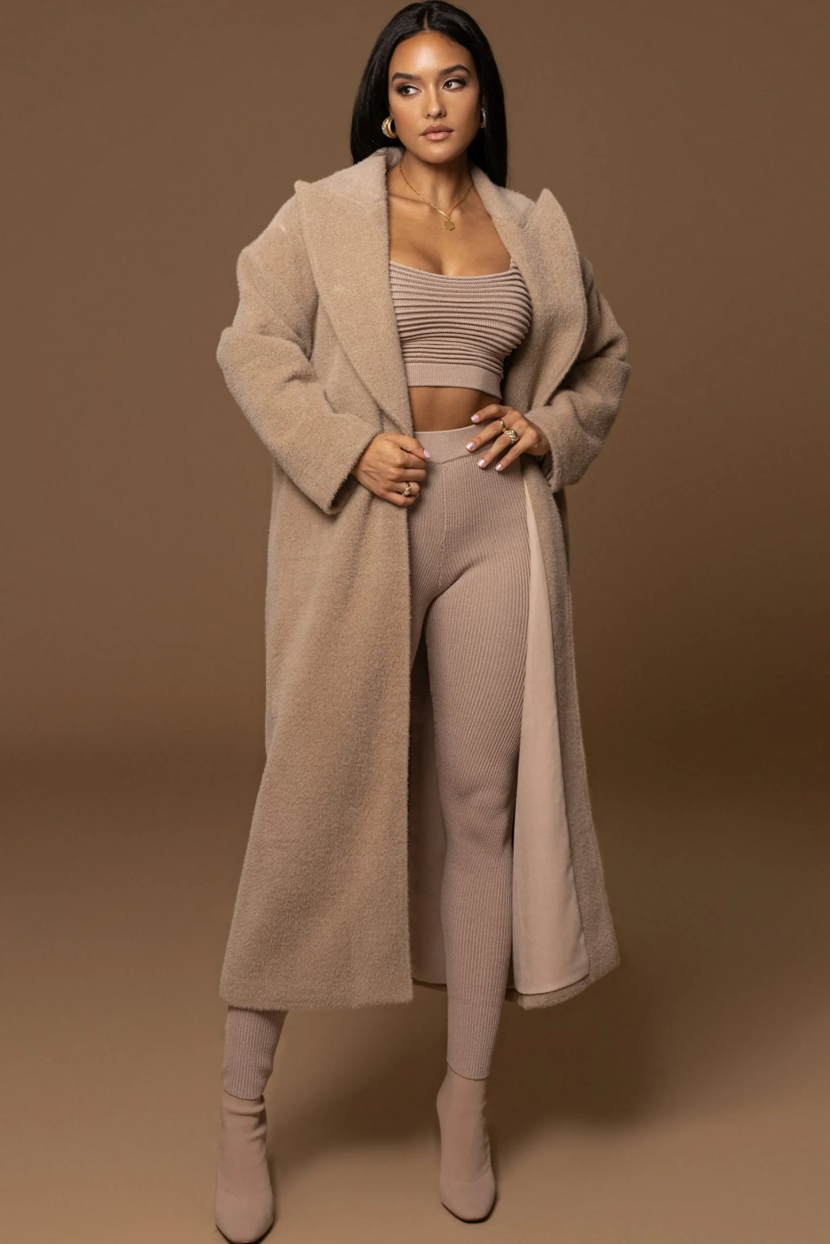 Sand Chelsie Longline Coat