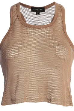 Sand Fishnet Crop Tank