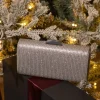 Silver Diamante Clutch Bag