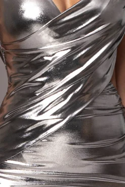 Silver Metallic Belle Maxi Dress