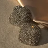 Silver Pave Square Earrings
