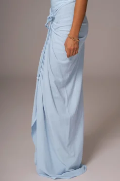 Sky Blue Noelia Linen Slit Skirt