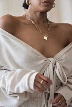 Stone Soho Front Tied Woven Top