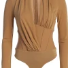 Tan Drape Corset Bodysuit