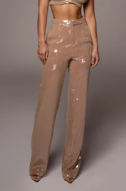 Tan Elowen Sequin Trousers