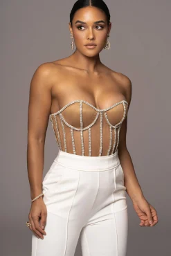 Tan Limited Edition Rhinestone Crystal Corset