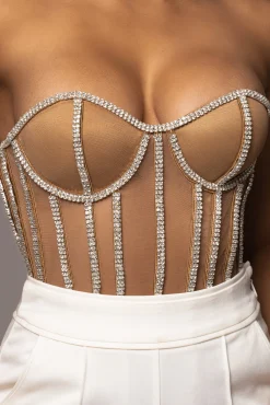 Tan Limited Edition Rhinestone Crystal Corset