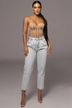 Tan Limited Edition Rhinestone Crystal Corset