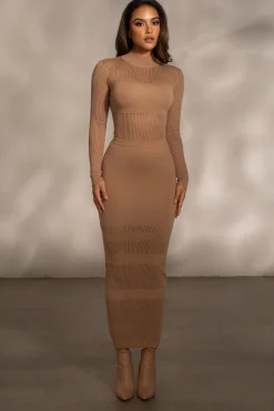 Tan Lina Knit Maxi Skirt