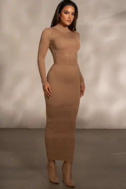 Tan Lina Knit Maxi Skirt