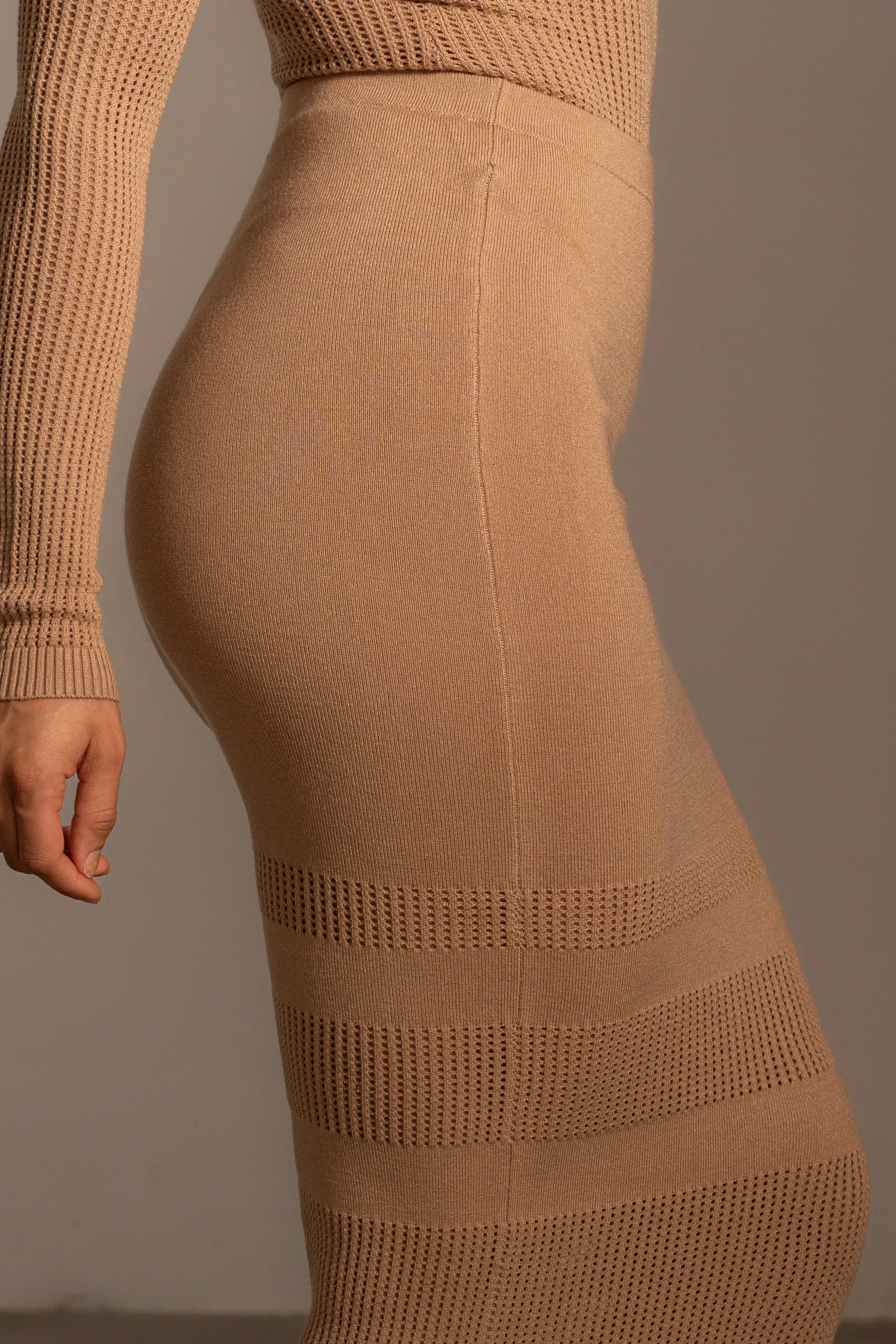 Tan Lina Knit Maxi Skirt
