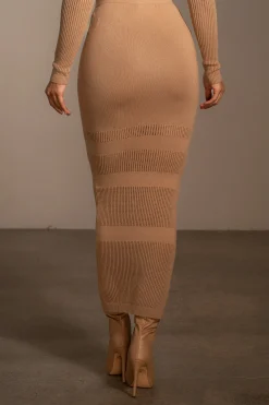 Tan Lina Knit Maxi Skirt