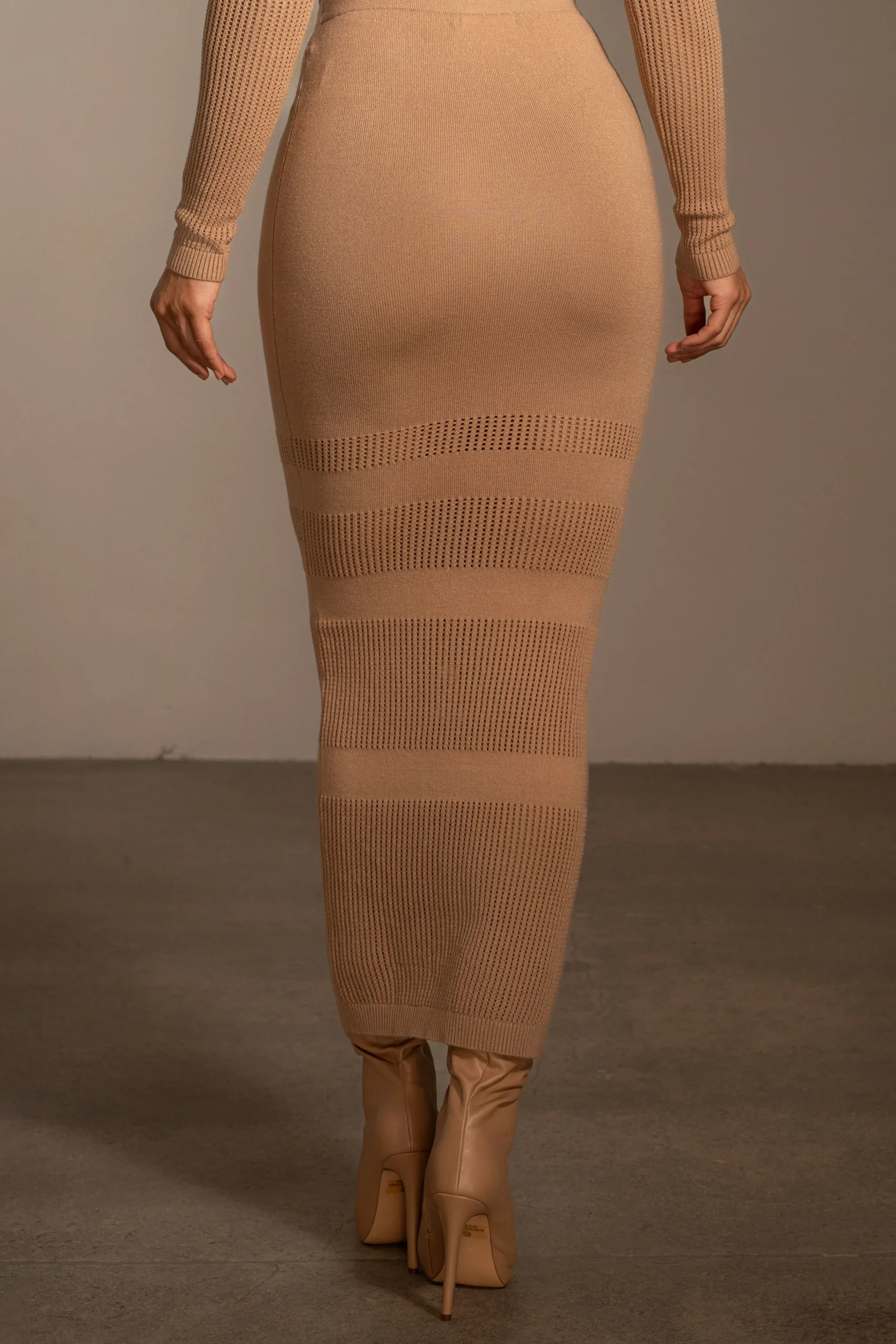 Tan Lina Knit Maxi Skirt