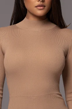 Tan Noel Sweater Knit Jumpsuit