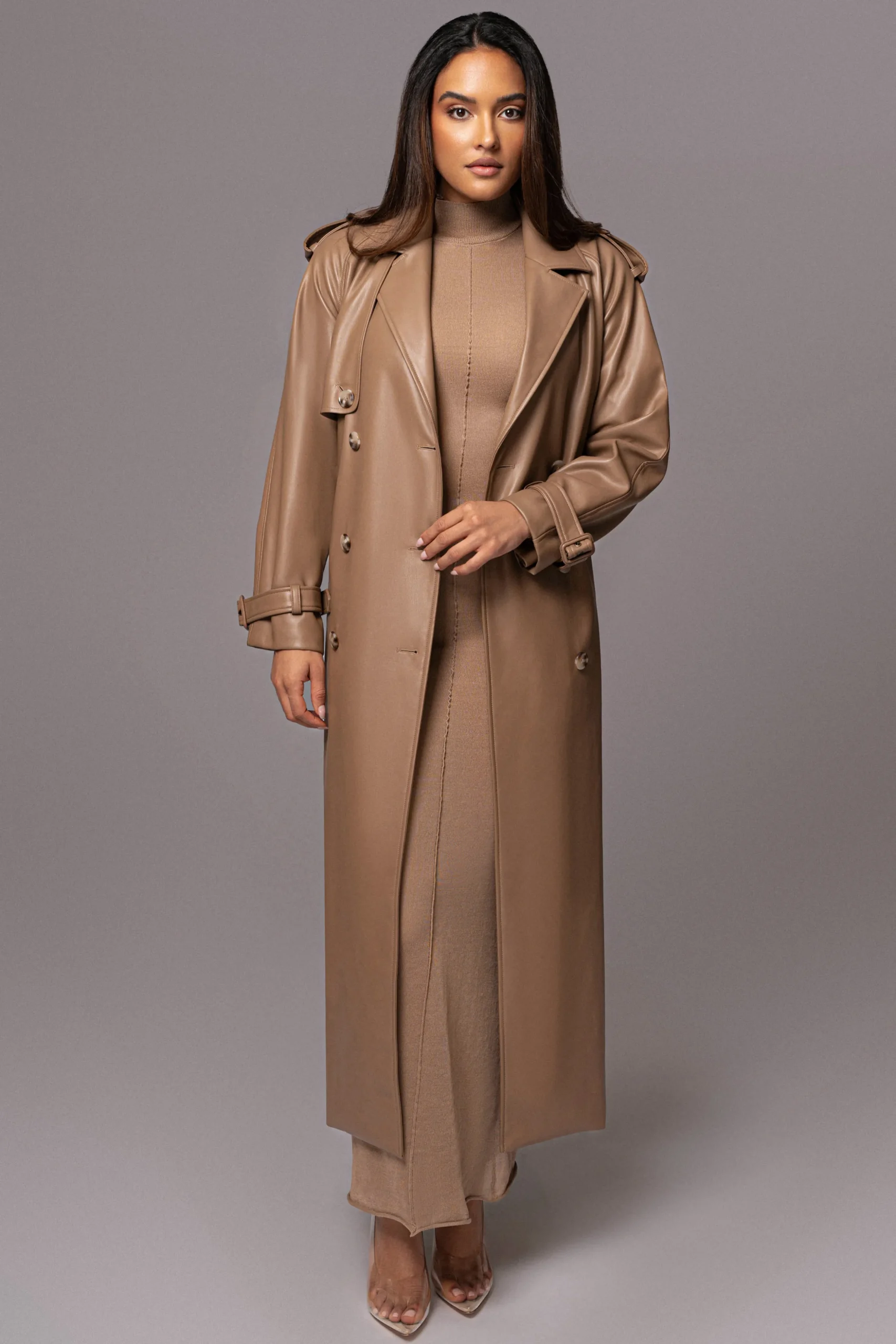 Tan Odin Faux Leather Coat