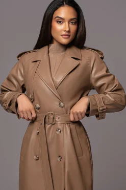 Tan Odin Faux Leather Coat