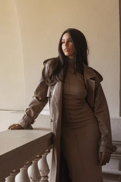 Tan Odin Faux Leather Coat