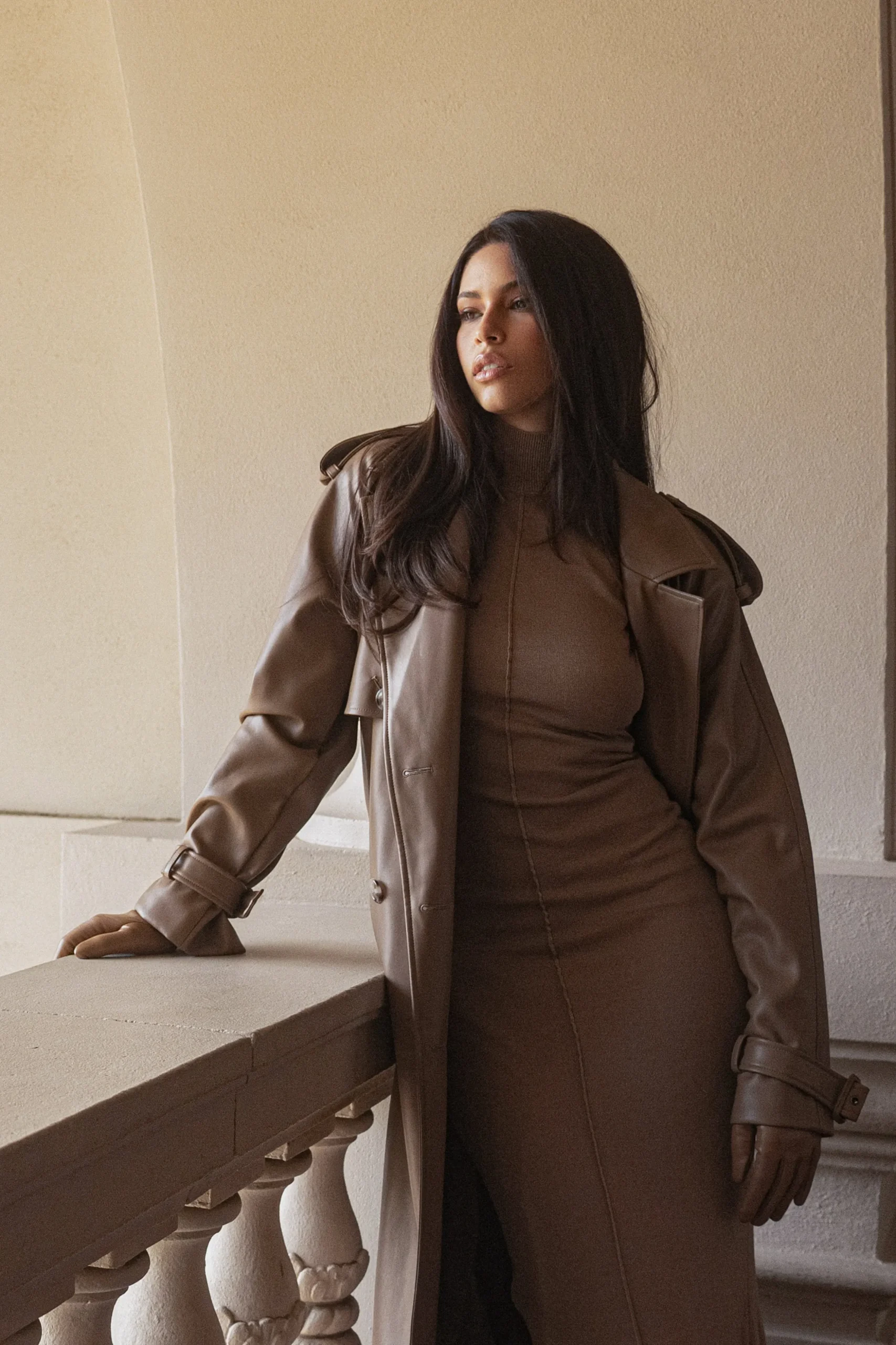 Tan Odin Faux Leather Coat