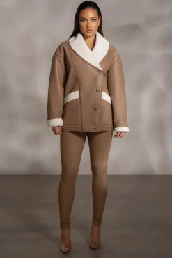Tan Presley Faux Leather Coat