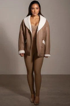 Tan Presley Faux Leather Coat
