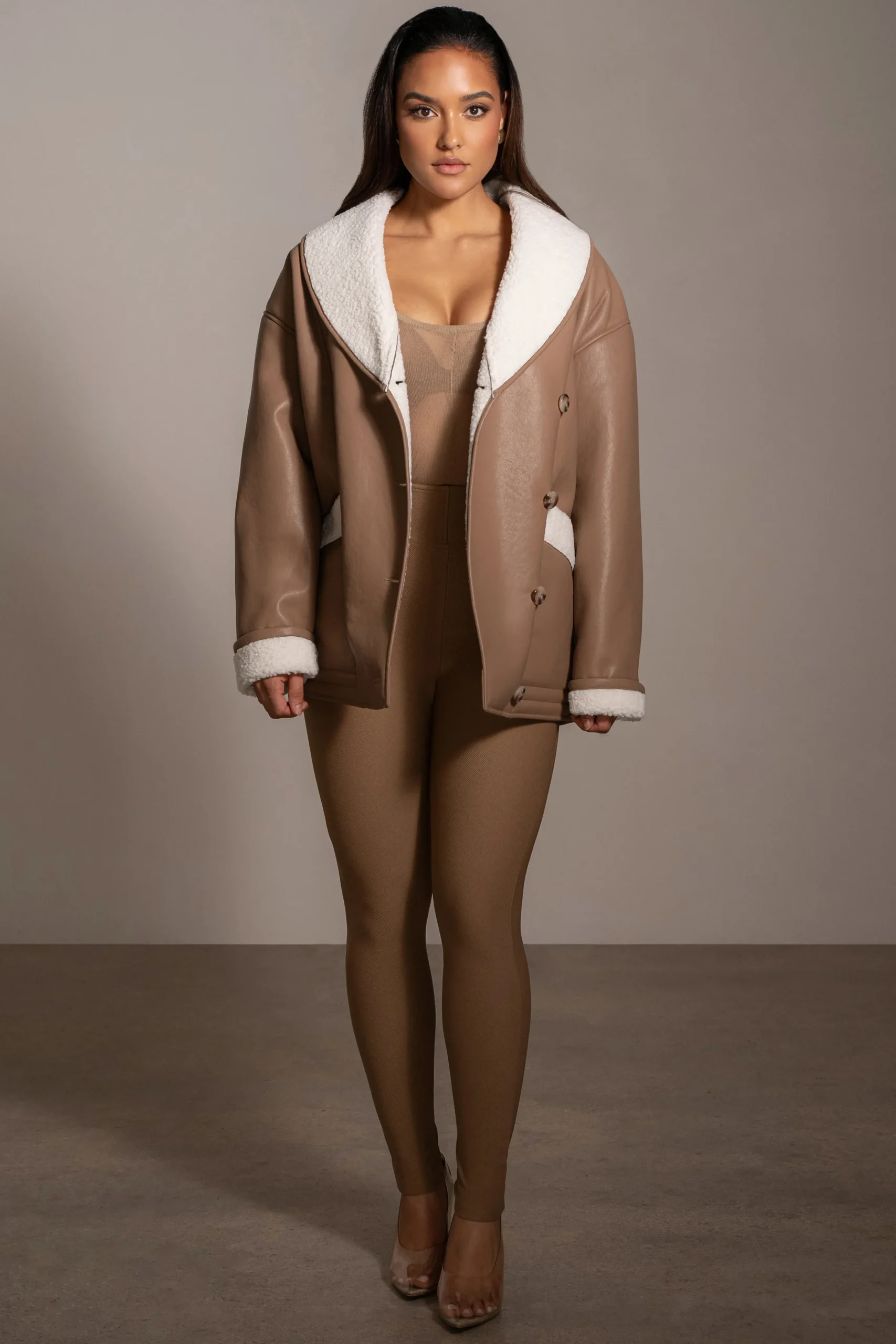 Tan Presley Faux Leather Coat