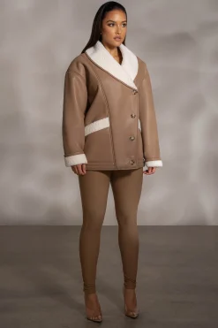 Tan Presley Faux Leather Coat