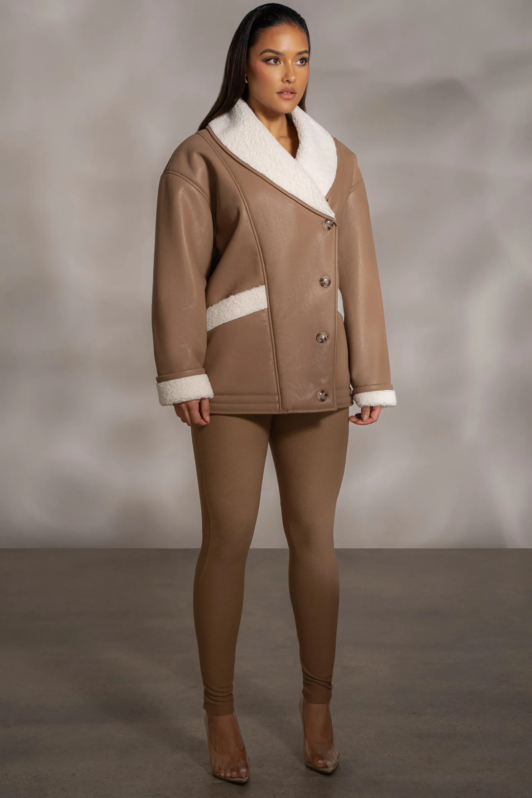 Tan Presley Faux Leather Coat