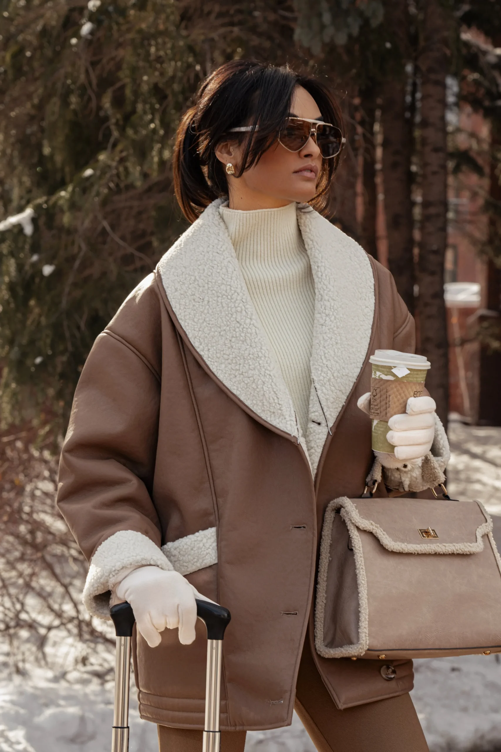 Tan Presley Faux Leather Coat