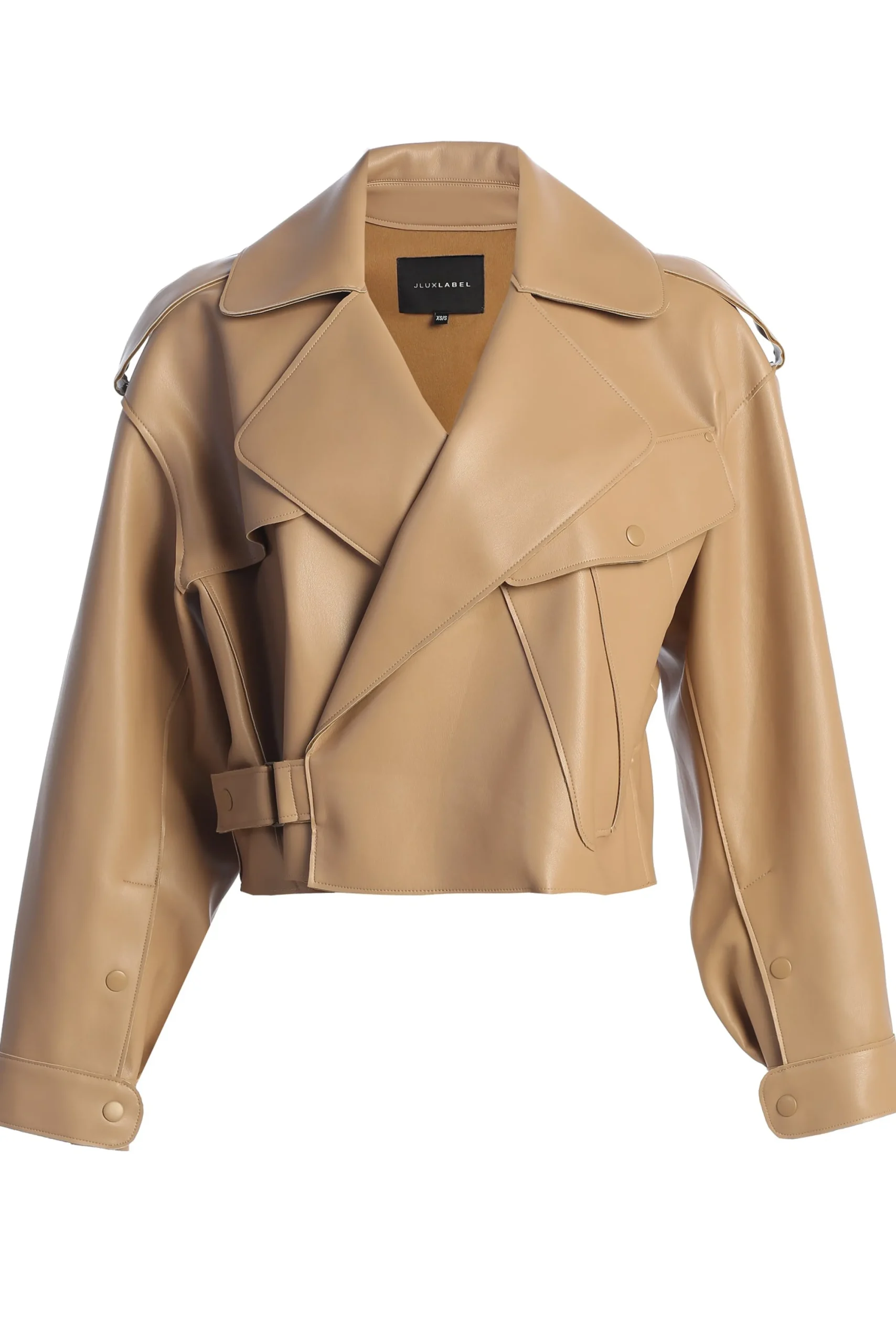 Tan Raja Faux Leather Jacket