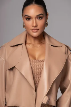 Tan Raja Faux Leather Jacket
