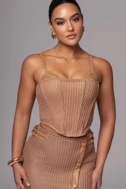 Tan Textured Harley Corset Top