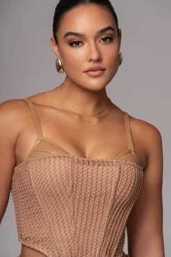 Tan Textured Harley Corset Top