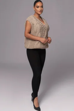 Taupe Mari Cable Knit Vest