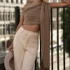 Taupe Soft Life Cable Knit Sweater Top