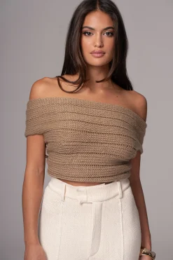 Taupe Soft Life Cable Knit Sweater Top