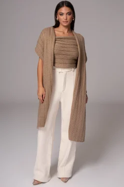 Taupe Soft Life Cable Knit Sweater Top