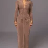 Taupe Zahra Button Front Maxi Dress