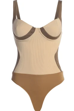 Taupe/Tan Throwback Colorblock Bodysuit