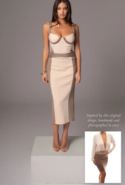 Taupe/Tan Throwback Colorblock Bodysuit