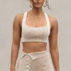 Taupe/White Jodie Ribbed Top