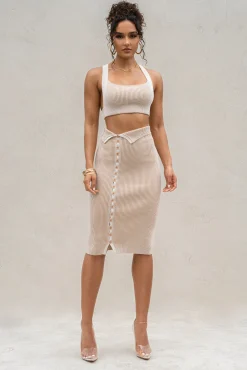 Taupe/White Jodie Ribbed Top
