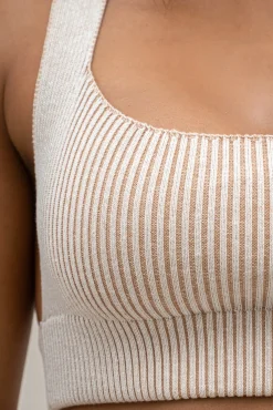 Taupe/White Jodie Ribbed Top